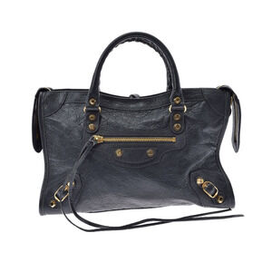 BALENCIAGA Graffiti City Black Leather Handbag